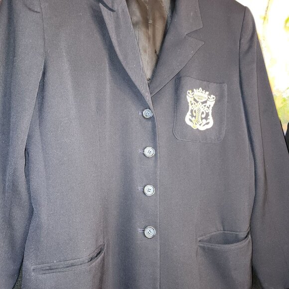 Evan-Picone Women's Blazer Jacket Black Crest Embroidery Button Closure Size 10 - Picture 5 of 7
